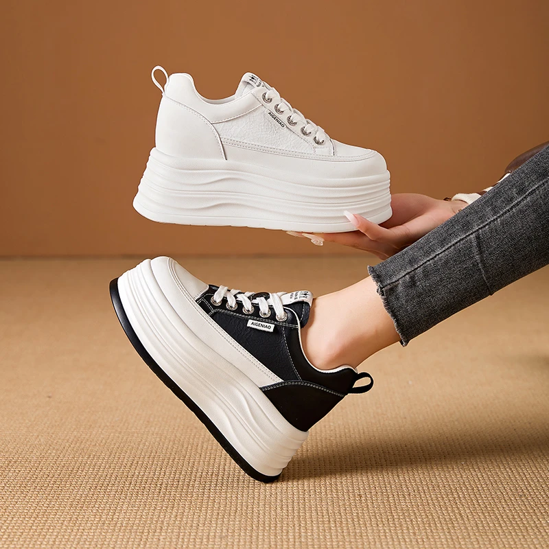 【8-10公分】经典百搭小白鞋春季新款松糕厚底小个子增高韩版休闲鞋