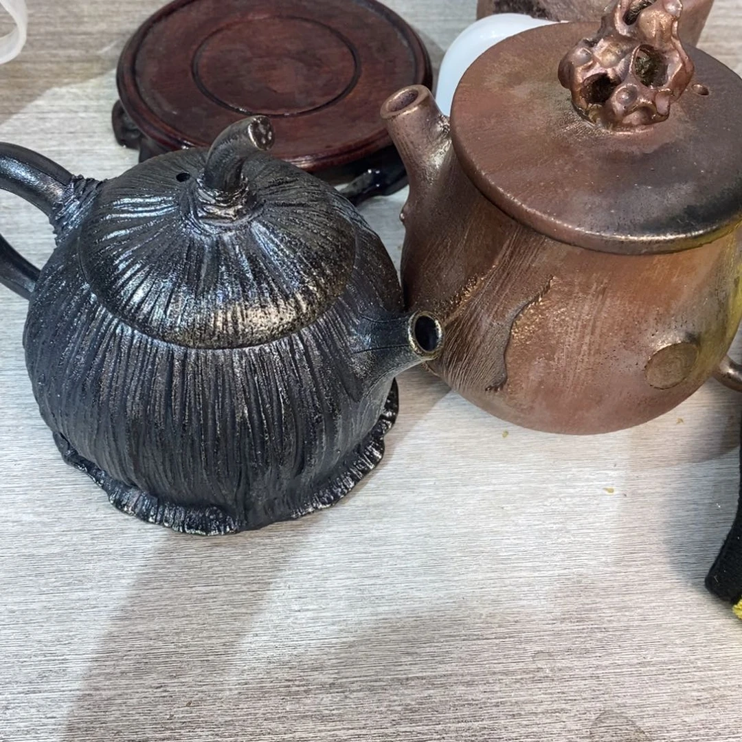铝***子云南建水紫陶柴烧壶两壶