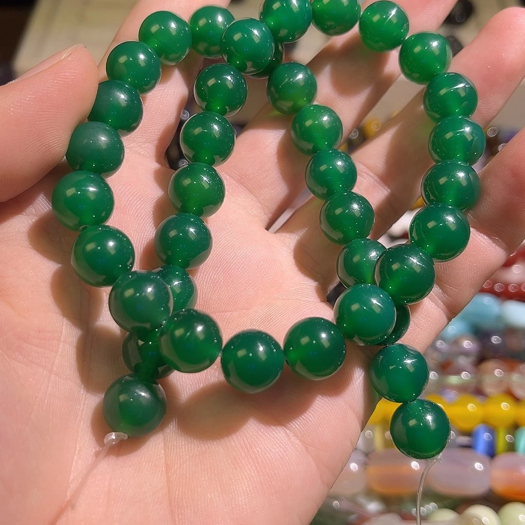 玛瑙/玉髓未镶嵌珠宝半成品绿玛瑙卡10mm