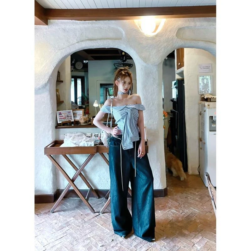 XIAOXIN【潮流牛仔】辣妹木耳边双腰头设计休闲牛仔裤LWJ25A1K620