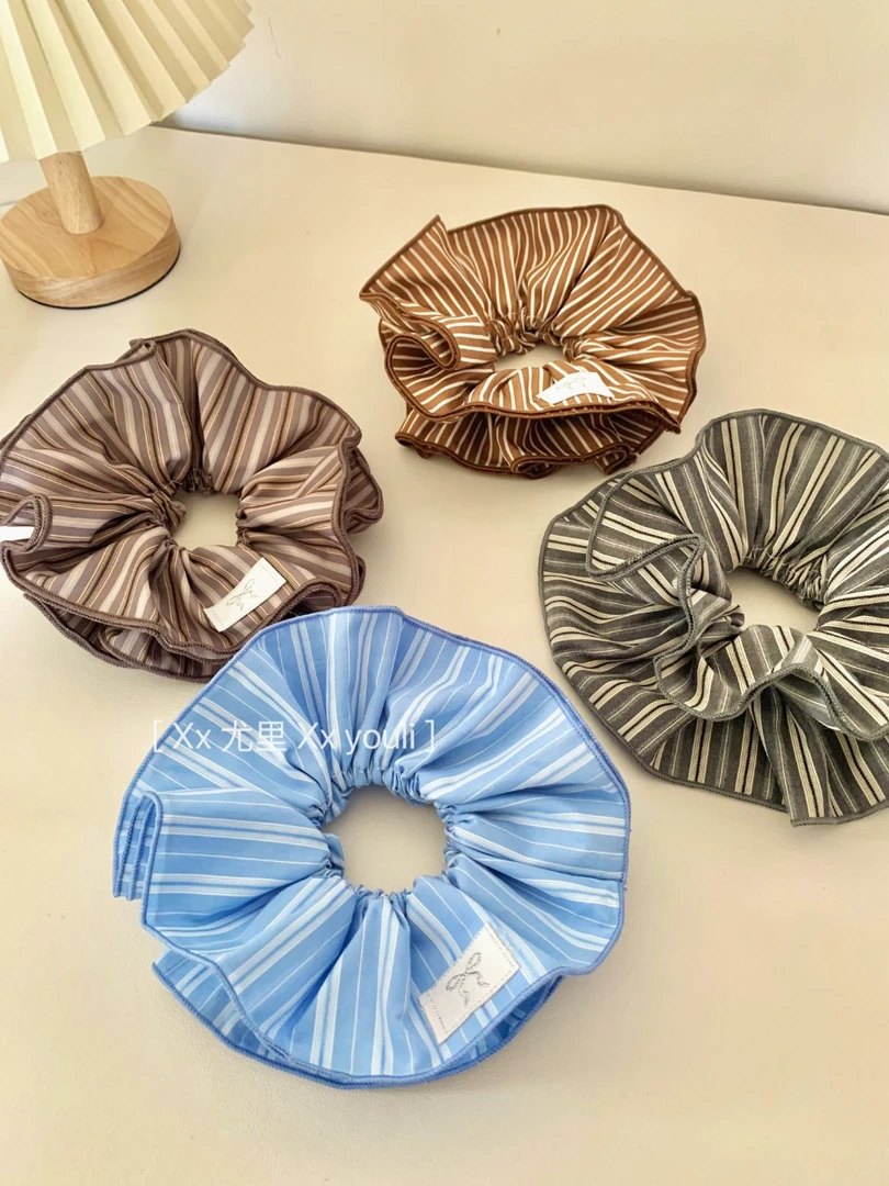 春夏大肠发圈条纹元气少女网红ins韩系春季新品清新双层大直径