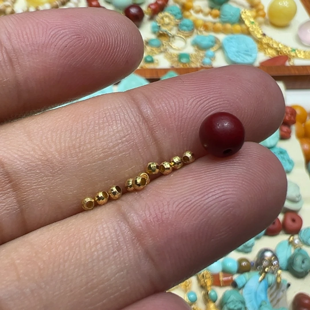 南红玛瑙18K金镶嵌颈饰2mm10颗