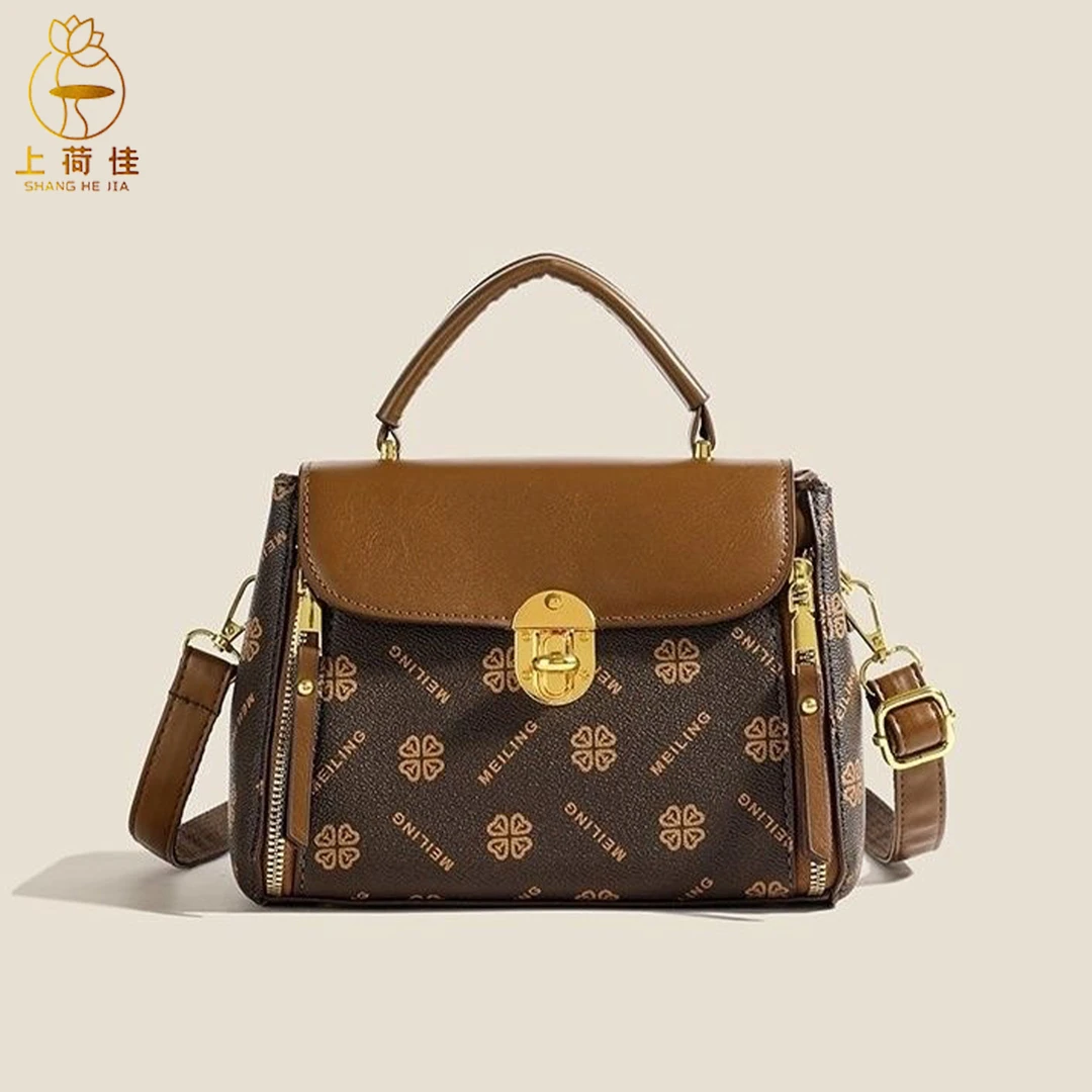 【当天发货】2025斜挎包包女气质轻奢大容量复古单肩上班通勤印花包