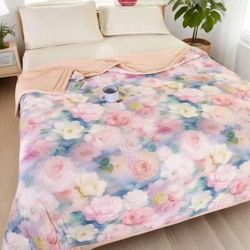 凉感丝夏凉被冰感夏被夏季薄款可机洗空调被单人双人夏凉被薄被子