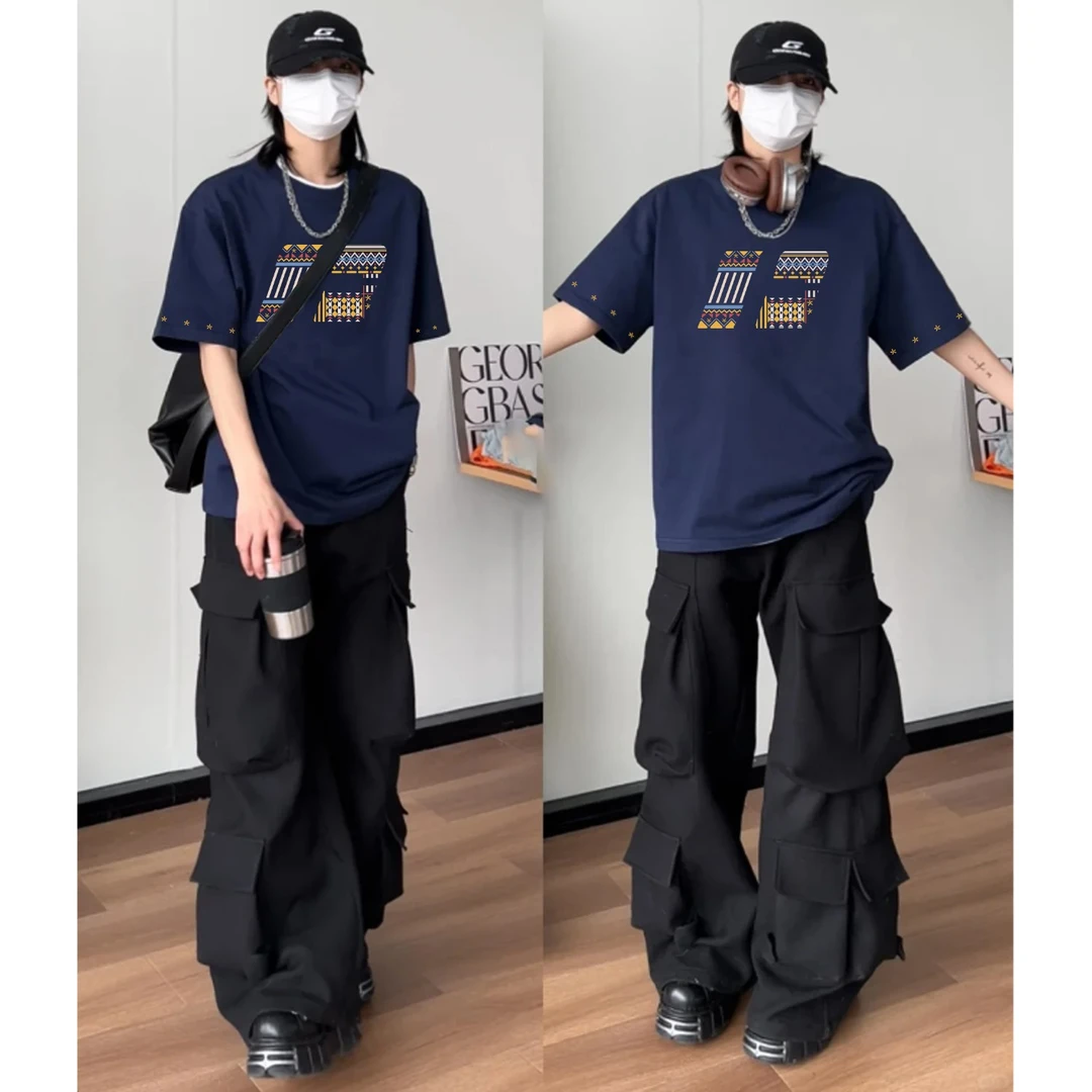 labzaa美式复古小香风字母印花纯棉短袖t恤男女夏季个性休闲上衣