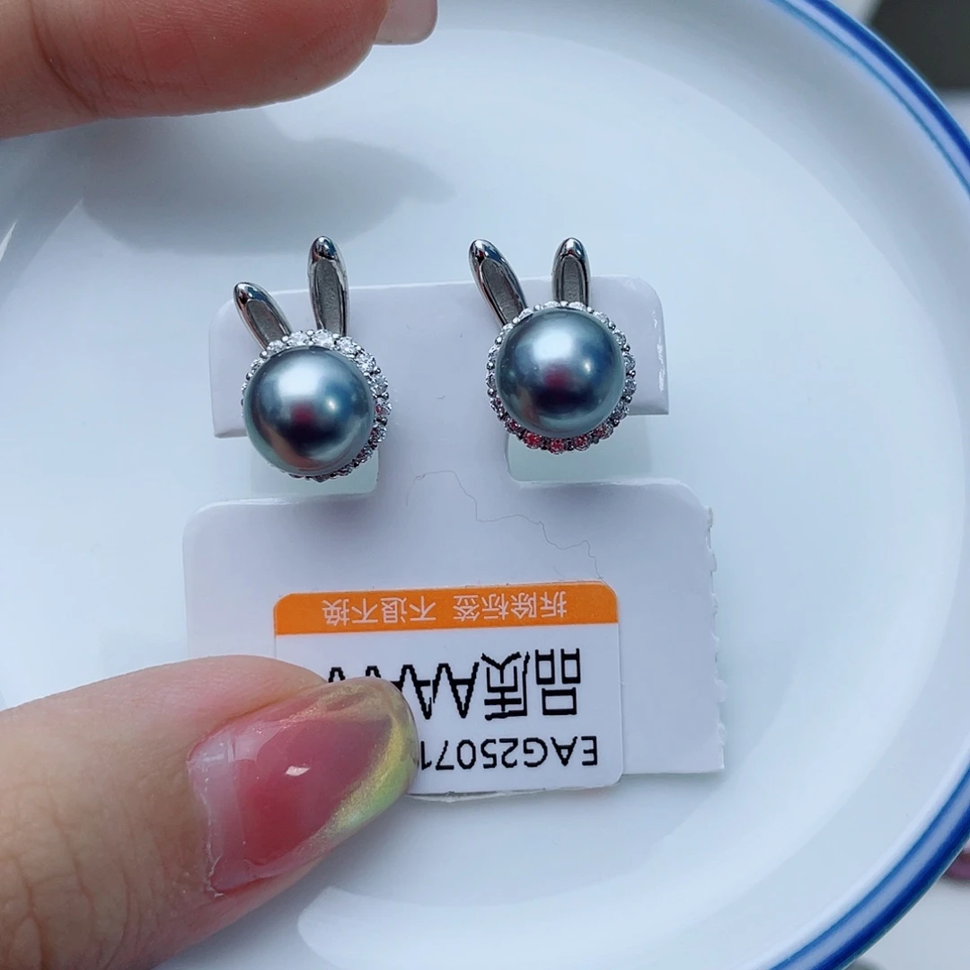 银S925镶嵌耳饰海水珍珠w57