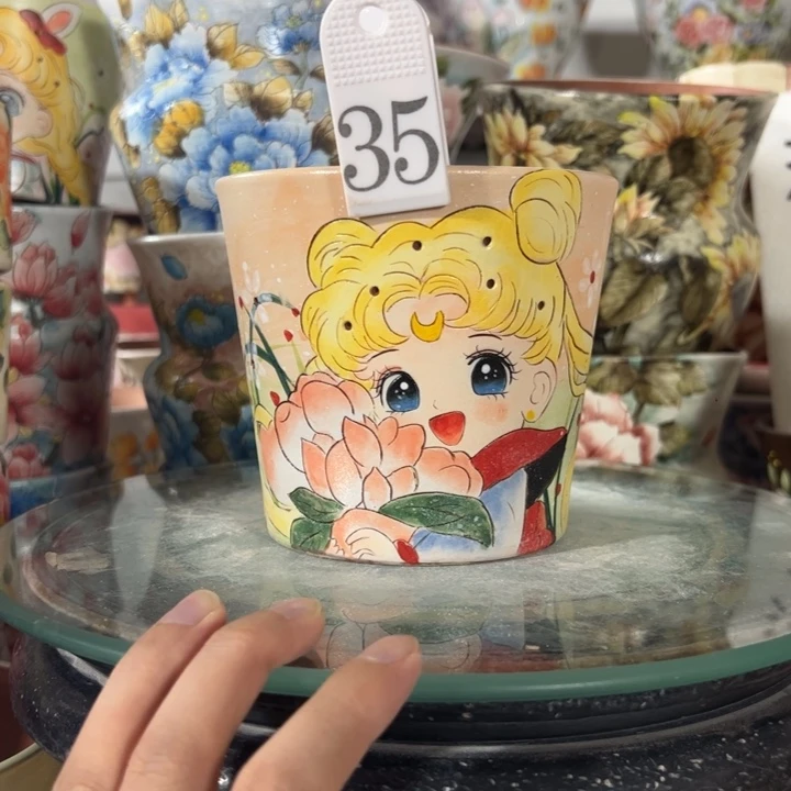 景德镇手绘花盆满38包邮偏远地区除外