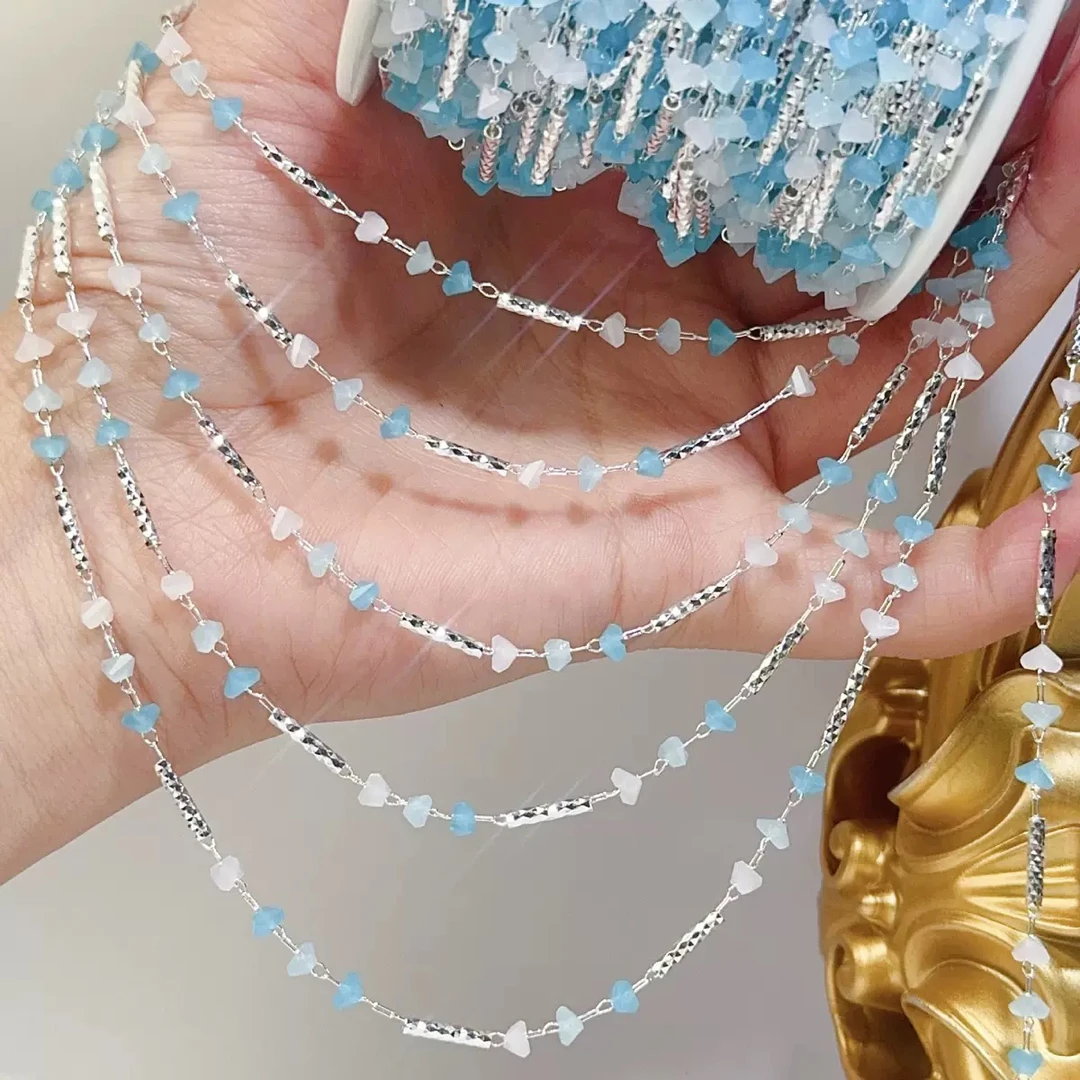 编号420 渐变蓝色倒三角 百搭链条