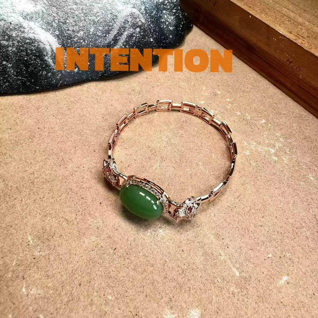 手链 正品INTENTION 新中式阳绿玫瑰金色手链AE504
