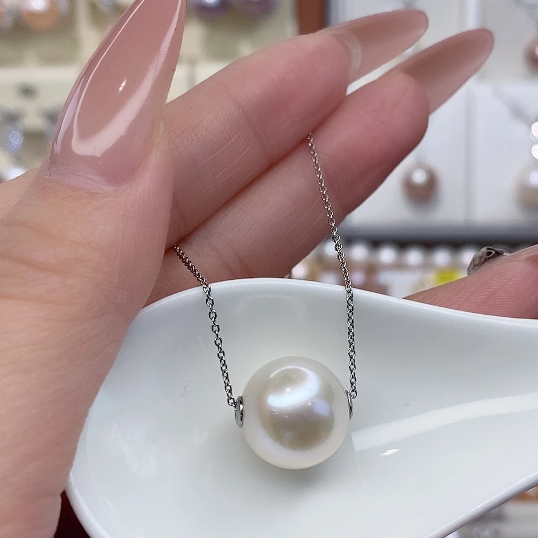 银S925镶嵌淡水珍珠颈饰F