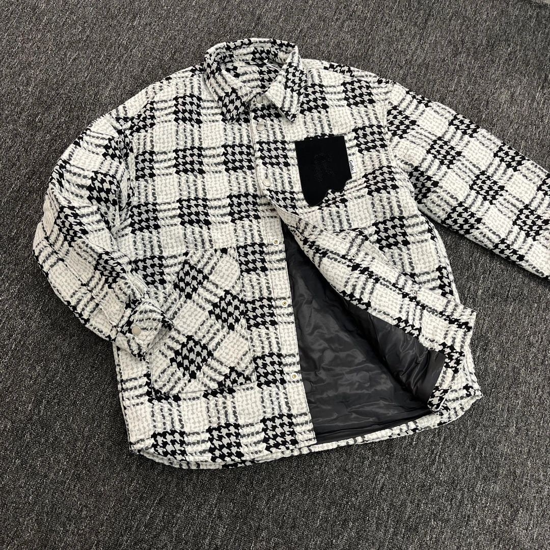 【返场福利】格纹单排扣格子免烫本布下摆夹克长袖冬季羽绒服8548