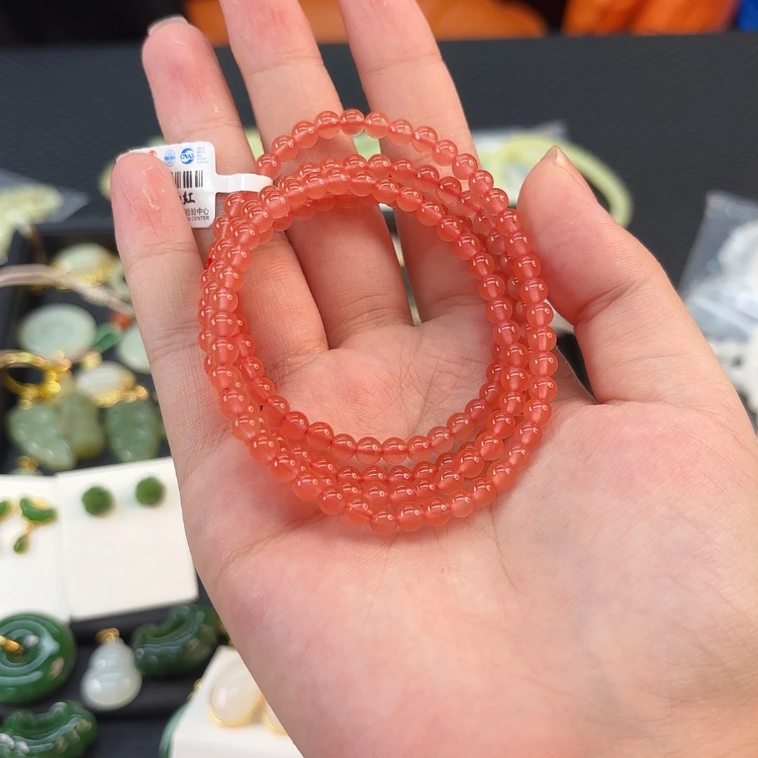 南红玛瑙未镶嵌颈饰冰红多圈卡4