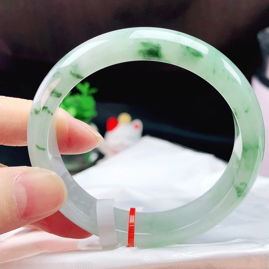 未镶嵌手镯翡翠53冰绿花