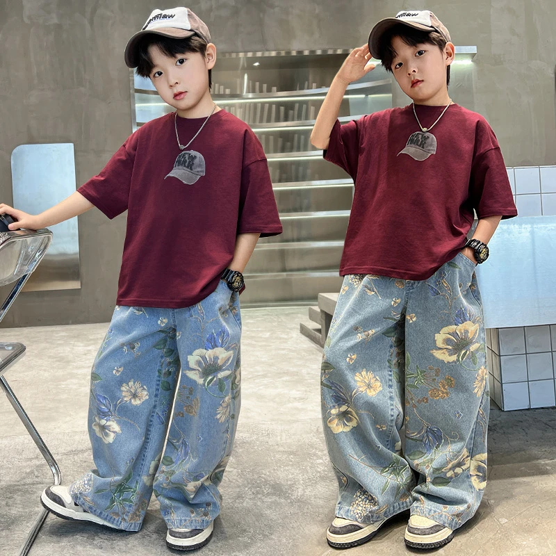 男童夏装套装2025新款儿童夏季短袖T恤长裤两件套大童洋气休闲潮t