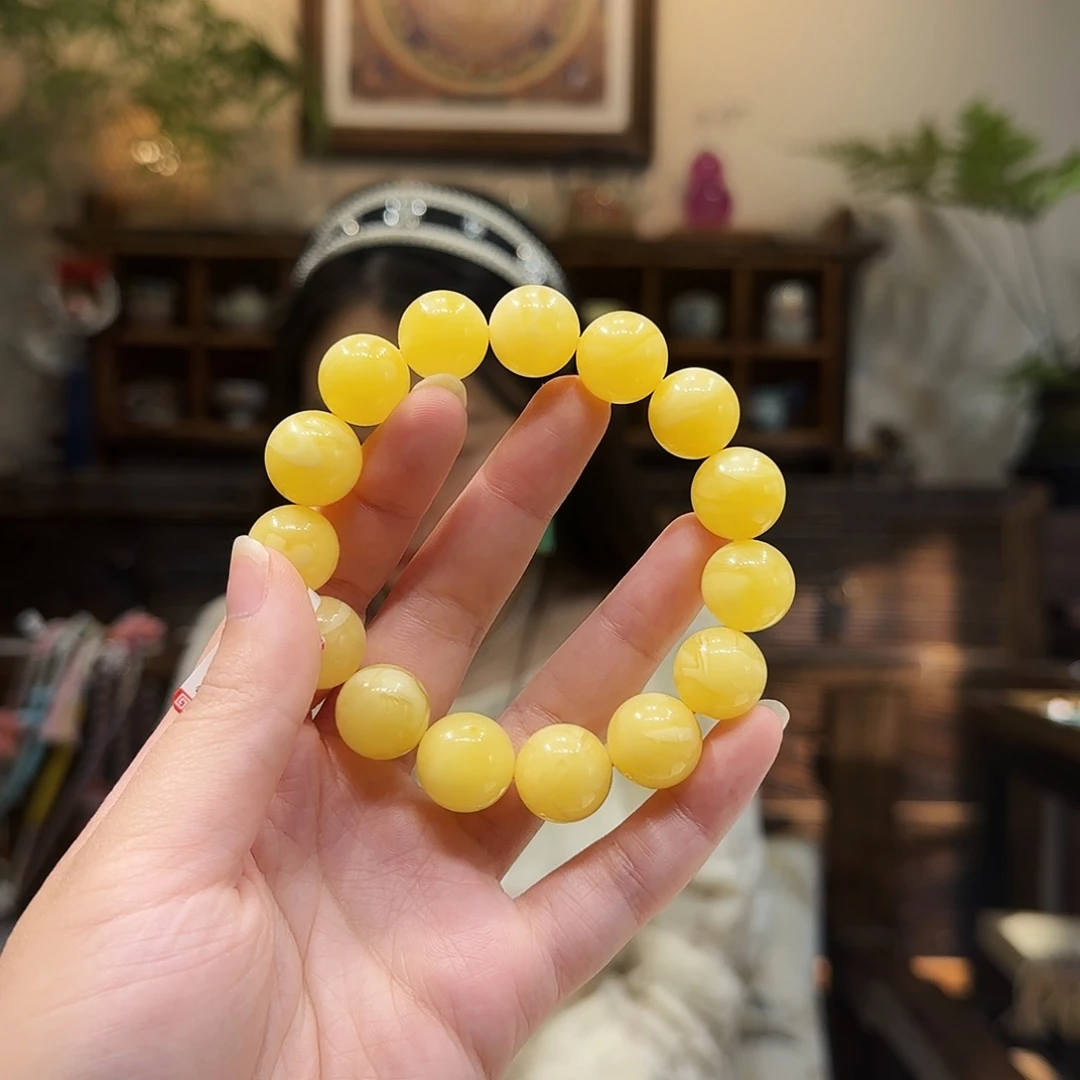 蜜蜡未镶嵌手串15mm 蜜蜡素串