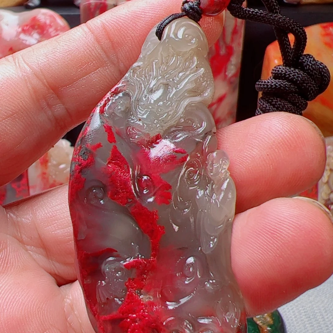 昌化石昌化鸡血石水墨冻挂件