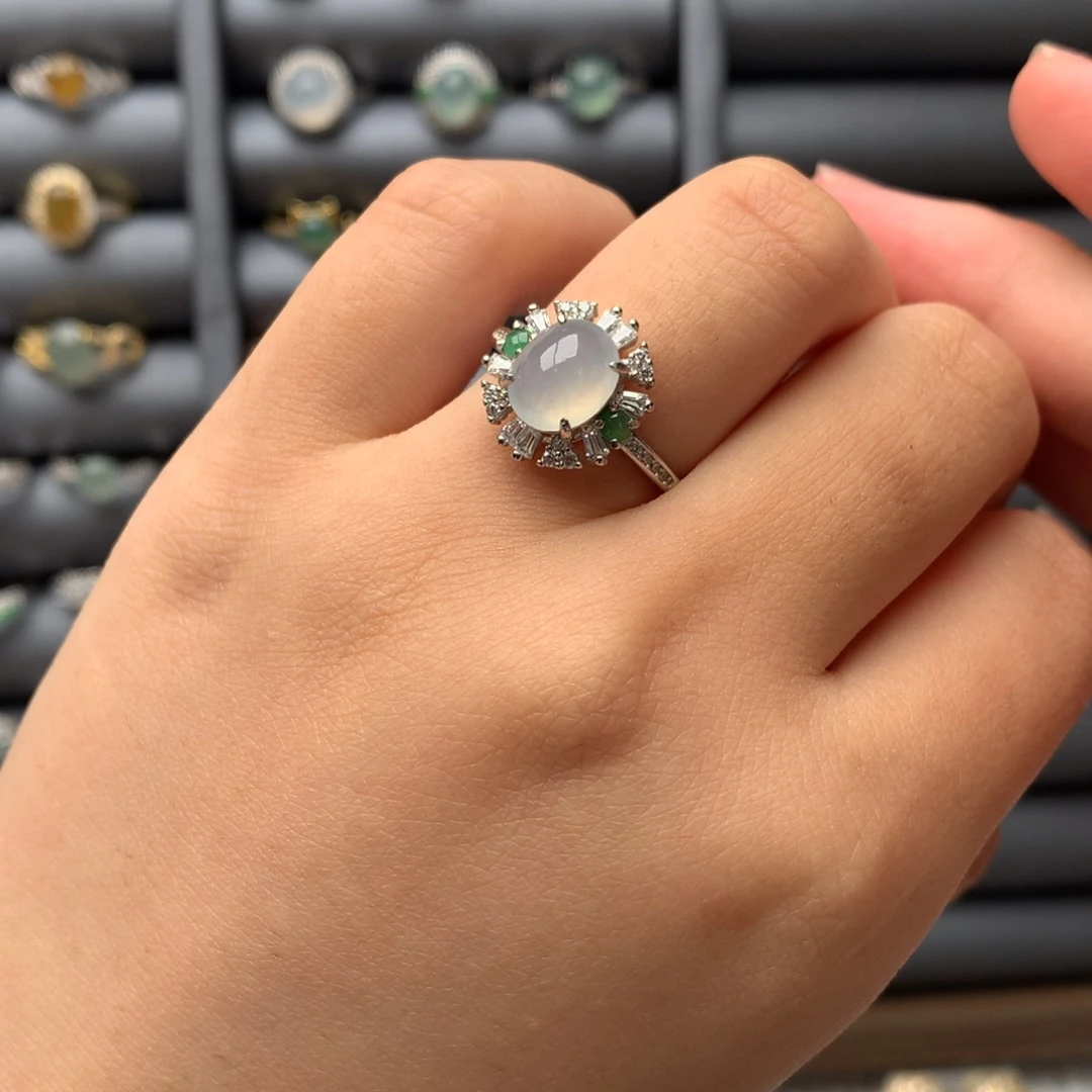 翡翠银S925镶嵌戒指戒指