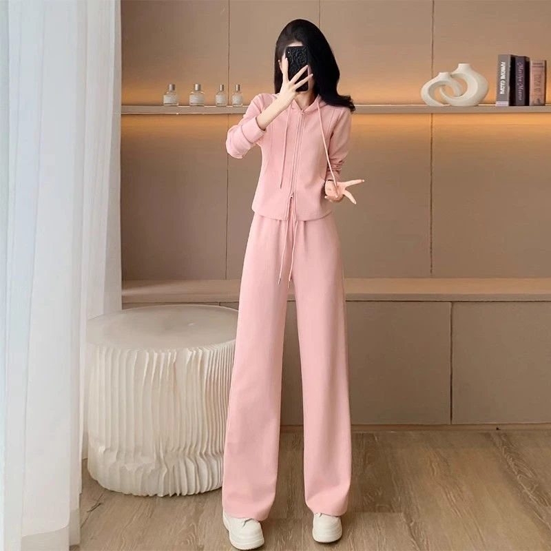洋气减龄运动套装女2025春季新款时尚休闲开衫连帽卫衣长裤两件套