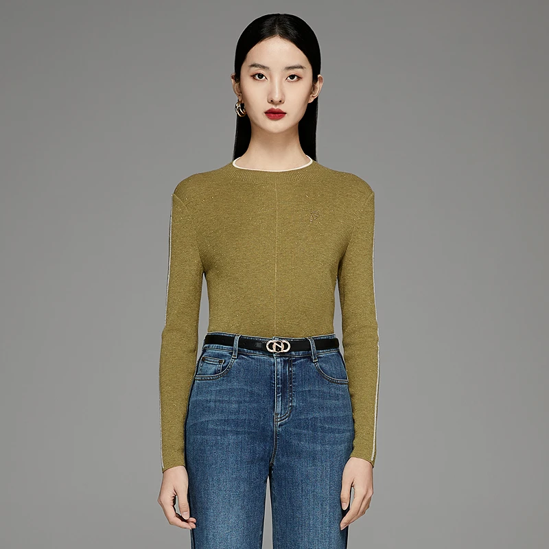 【羊毛羊绒混纺】娜尔思毛针织衫修身显瘦冬季新款女上衣LZ03168G2
