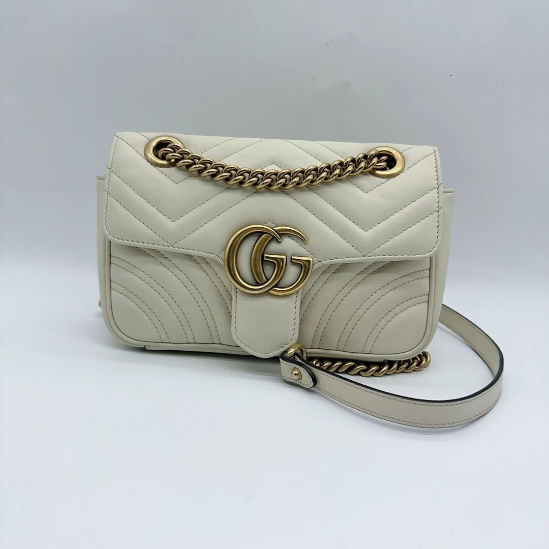 95新 GUCCI/古驰   白色马蒙22链条包  1531 3234