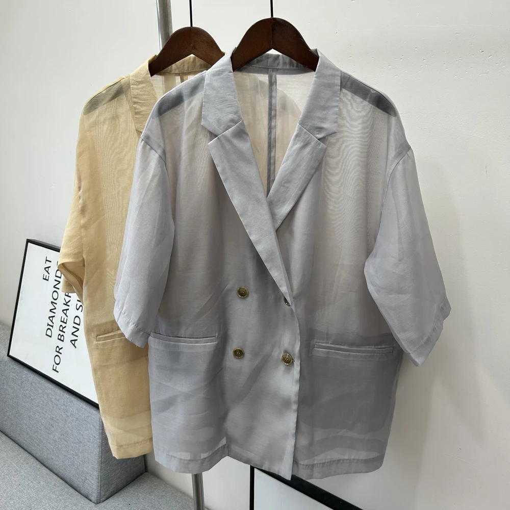 外贸单【衣长70】夏季薄款防晒衣宽松西装西服外套女短袖