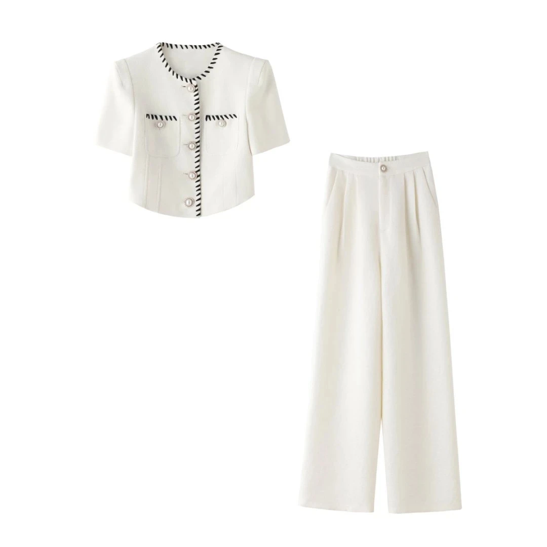 A310 小香风套装2025夏季新款休闲时尚短袖轻奢 减龄轻熟显瘦