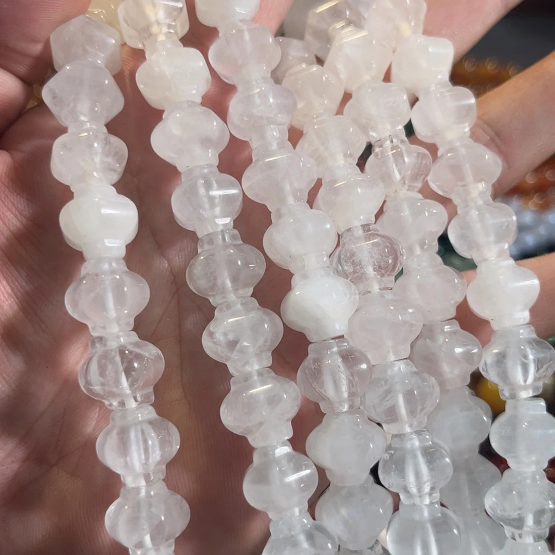 未镶嵌玛瑙/玉髓珠宝半成品白水晶刻面灯笼一条13mm