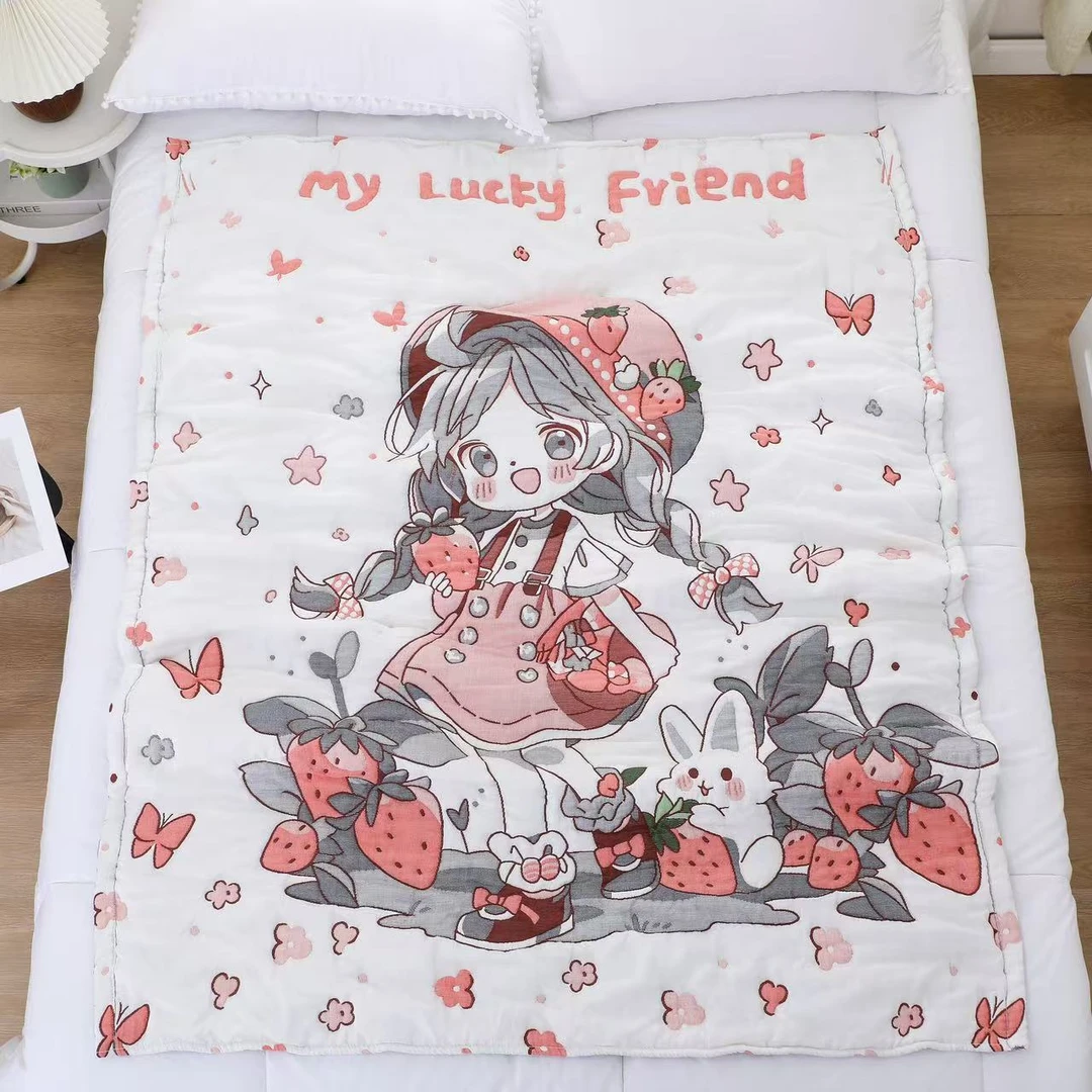 【可爱女孩】【120✖️150】多层纱布泡芙被，柔软透气亲肤