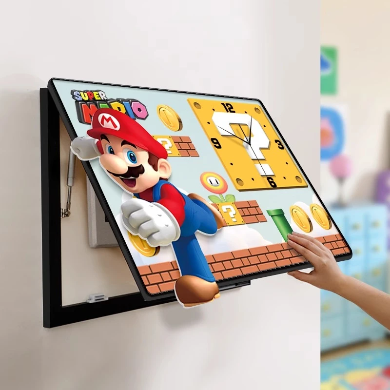 超级马里奥电表箱装饰画钟表总开关弱电箱盖板遮挡配电箱卡通挂画