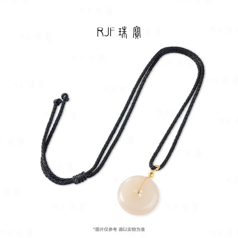 RJF【安悠】藕粉平安扣 金+藕粉质感高28mm