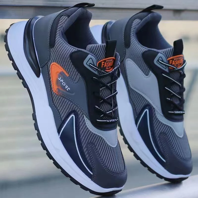 2024新款男鞋秋季百搭青少年网面软底运动鞋男士休闲老爹鞋