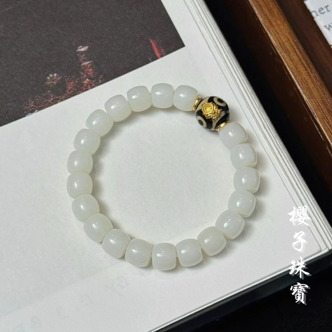 樱子 | 雁冰 18K俄白白玉老型古珠时尚设计百搭手串*YZHTS3387