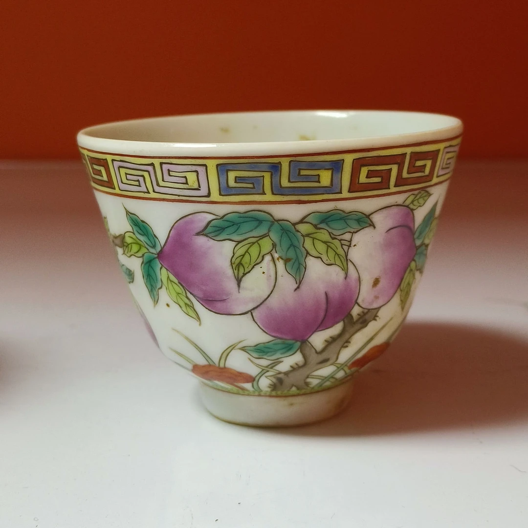 清光绪 粉彩灵寿纹杯