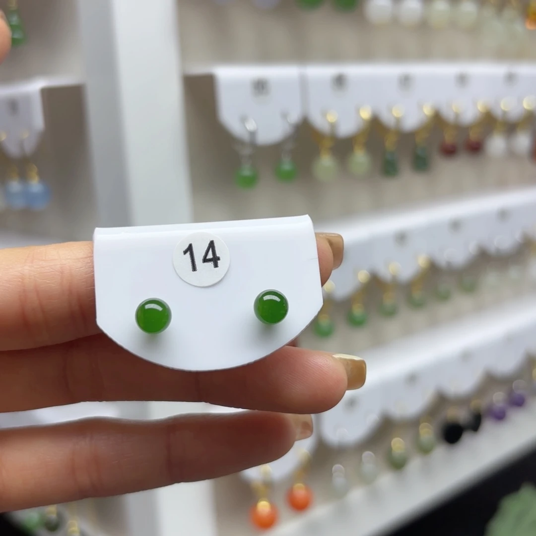 和田玉18K金镶嵌耳饰2