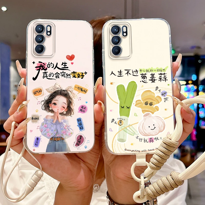 适用opporeno6手机壳PEQM00直边透明Reno6卡通0PP0Ren06防摔男女