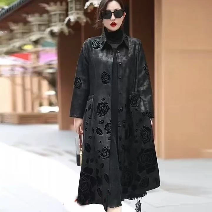 P0-328百搭外套妈妈装时尚女士长款