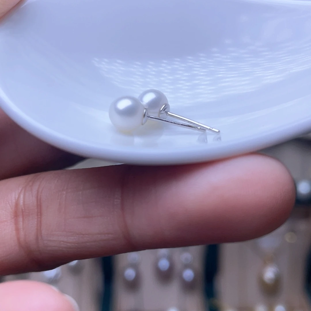 淡水珍珠耳环银S925镶嵌