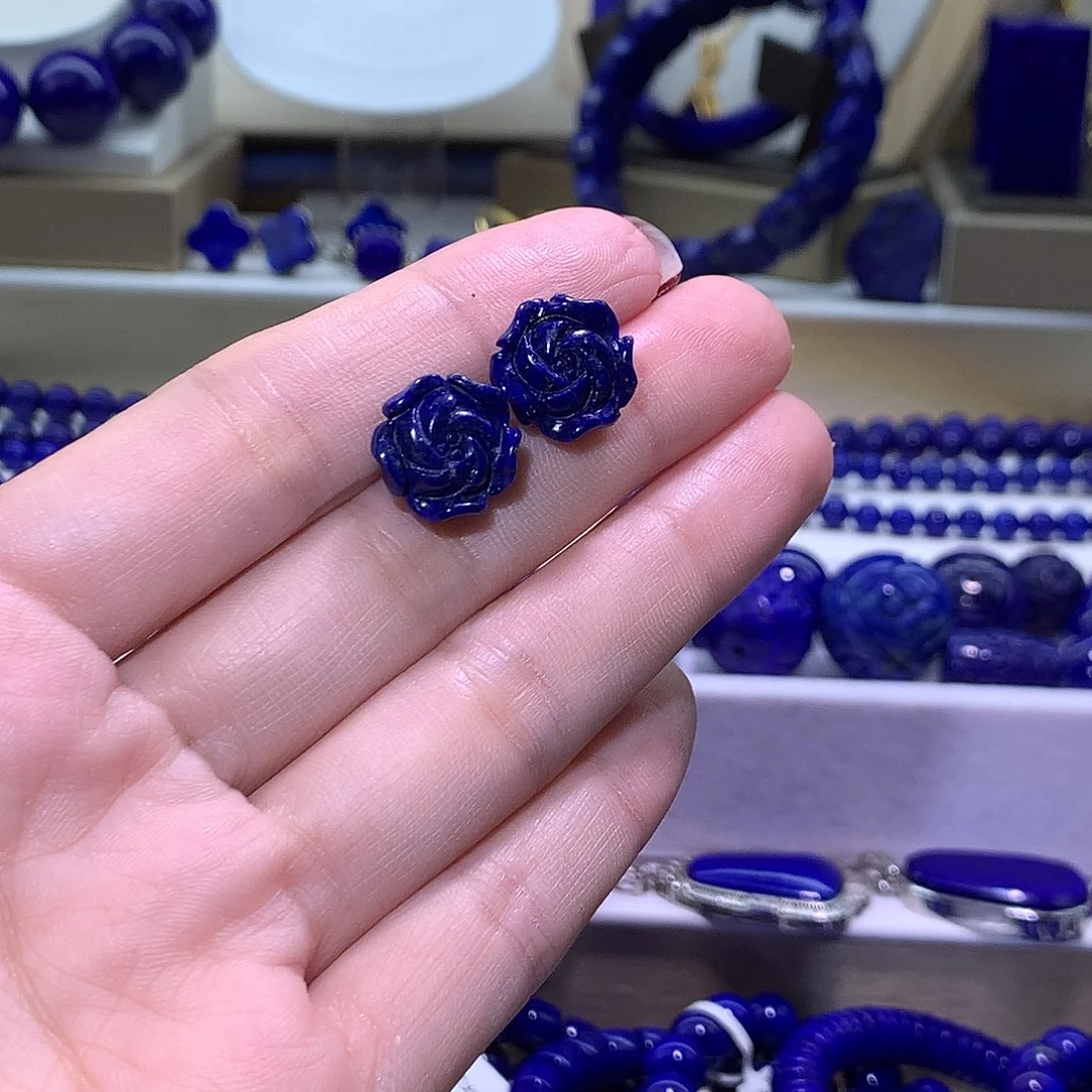 青金石合金天然原矿耳钉13.9 m