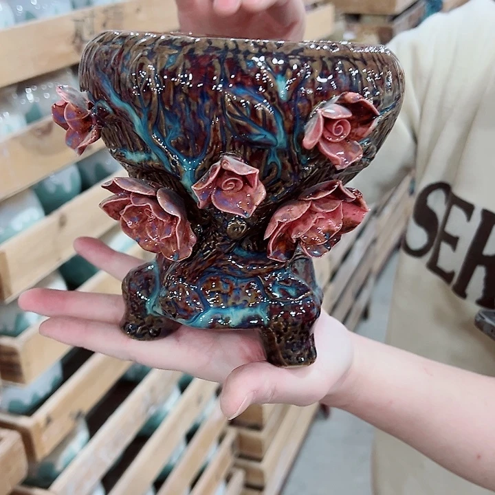 有孔，凑单福利满10元发货陶瓷多肉花盆！