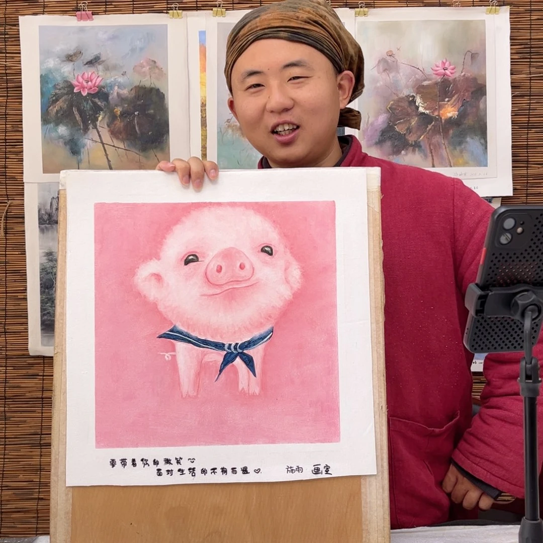 油画行路人小院绘画作品竞拍