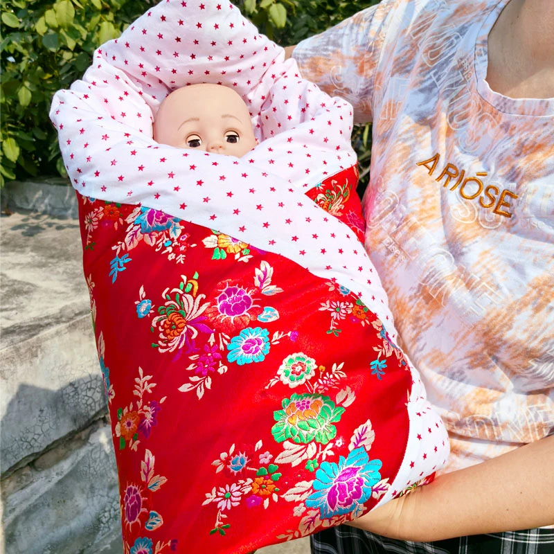 巧手绣娘手工棉花婴儿抱被被褥新生儿宝宝包被子适用健康四季通用