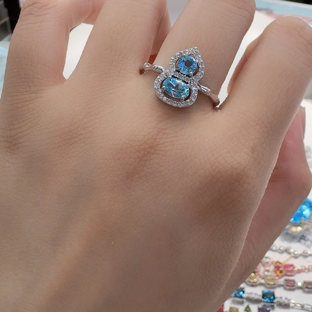 托帕石戒指银S925镶嵌—481