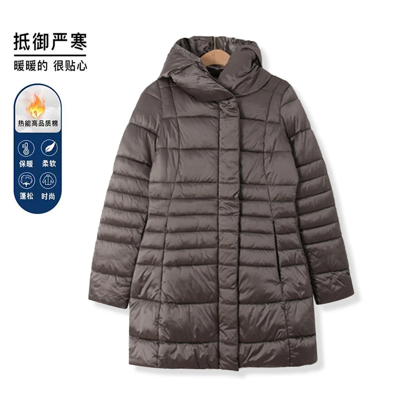 换季浮力女士绗缝棉服连帽中长款时尚防水防寒00133显瘦棉衣休闲