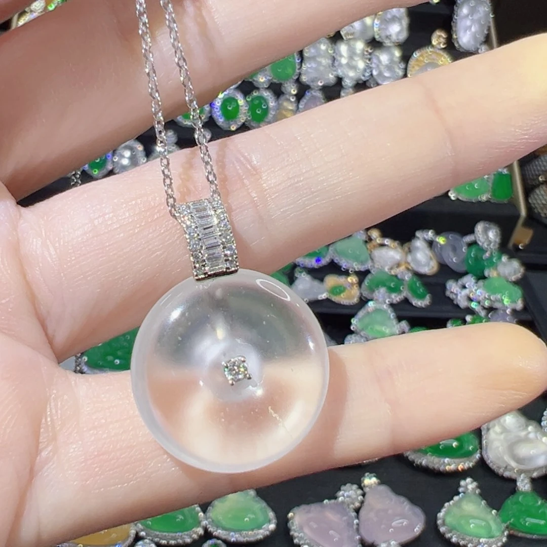 石英质玉银S925镶嵌颈饰