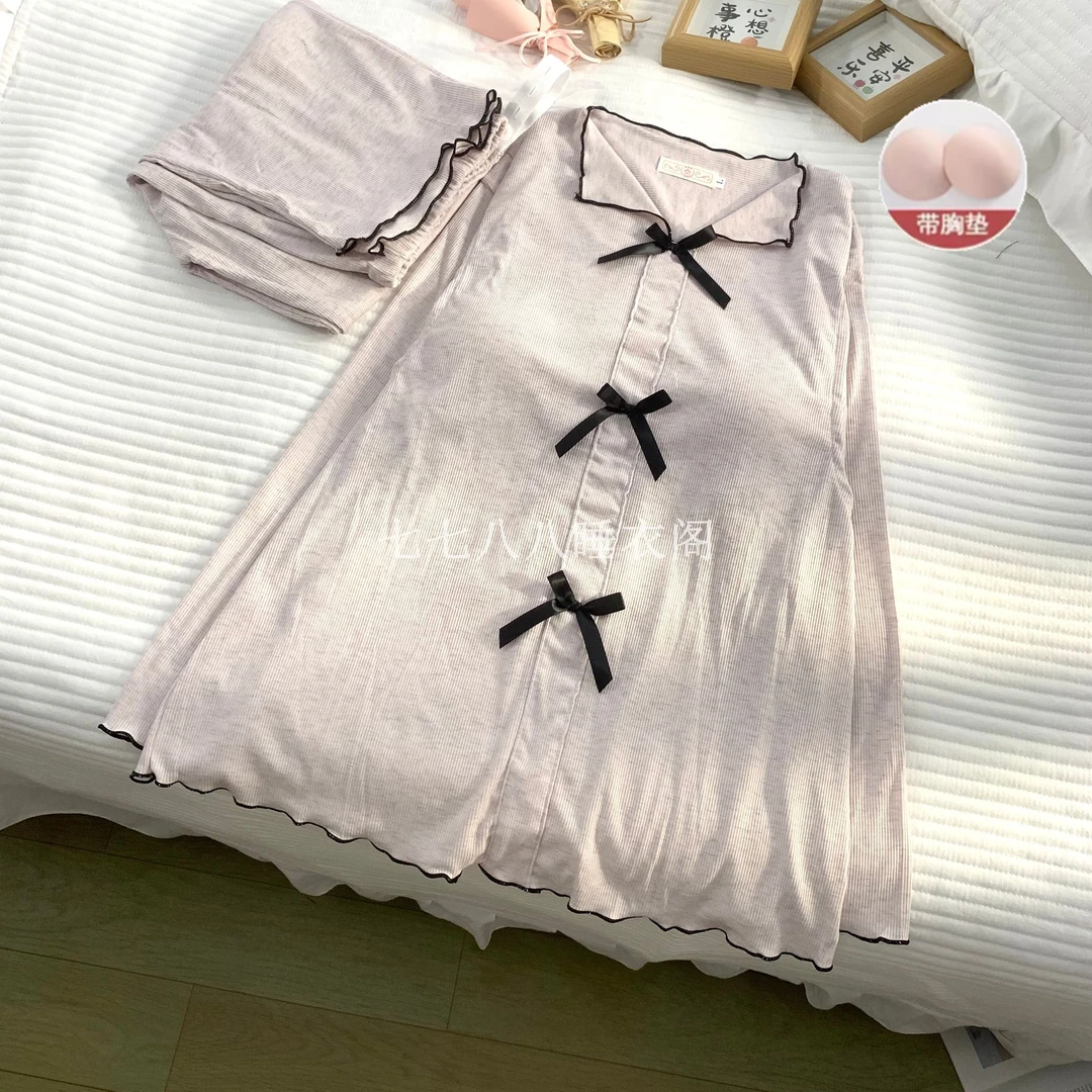 带胸垫莫代尔夏季月子服产妇6月份7坐月子哺乳衣孕妇待产孕期睡衣