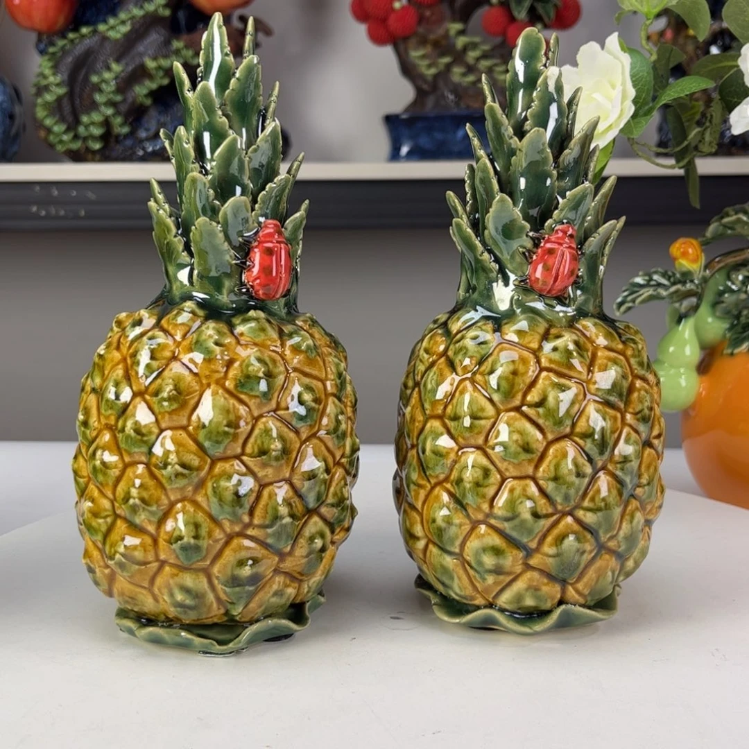 陶瓷一对菠萝长10高22