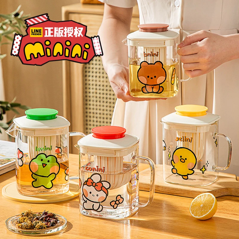 《直播专属》正版布朗熊花茶壶耐热玻璃冷水壶可爱家用办公室可明火