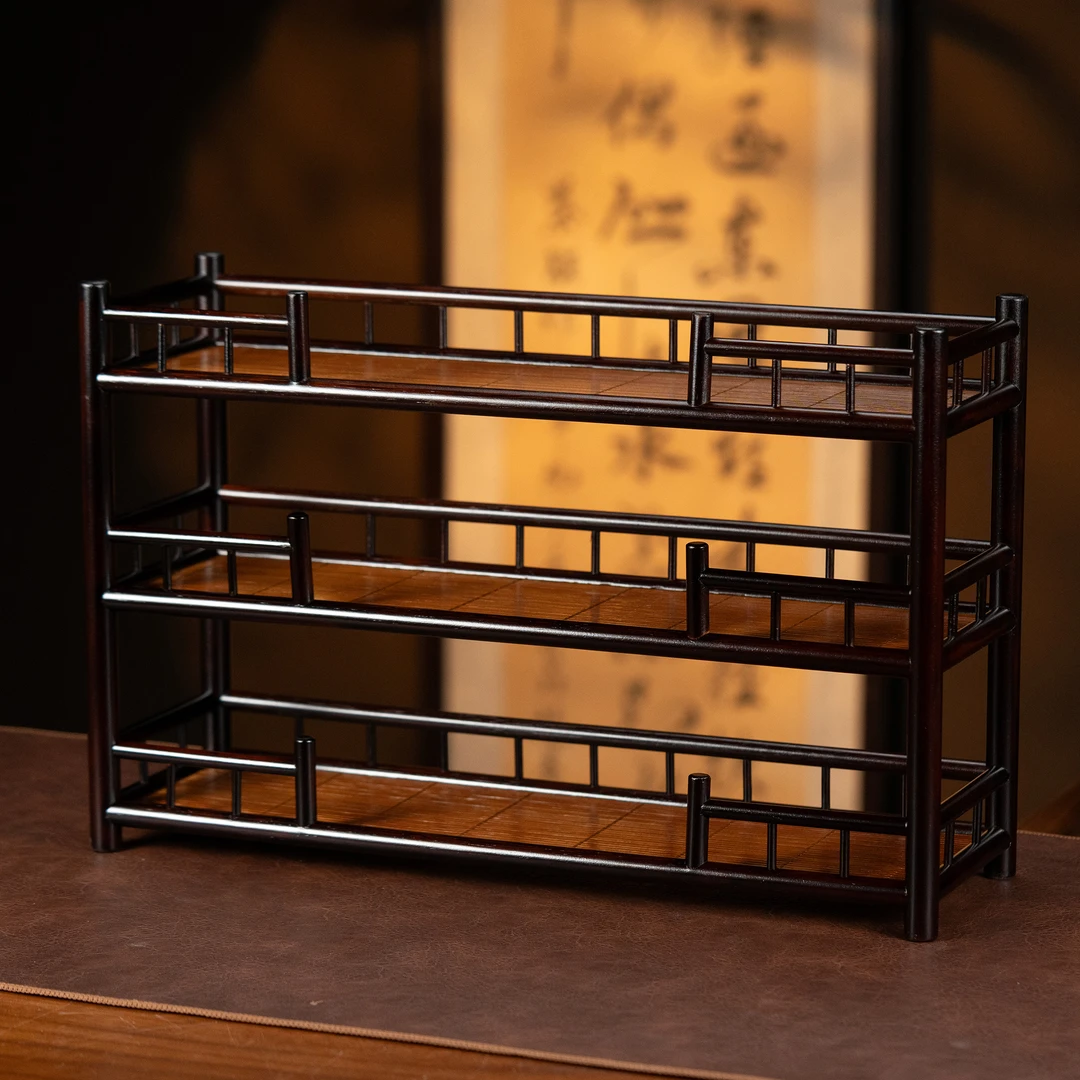 【凭栏三层款】手工竹制精品防尘家用壶架50*15*32cm深色款福利DC