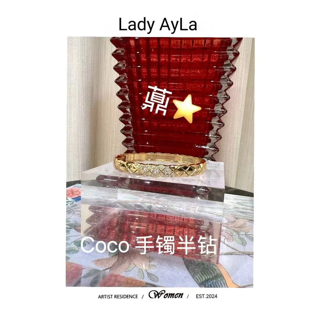 铜合金合成锆石手镯 25S C 半钻 手镯AL9380
