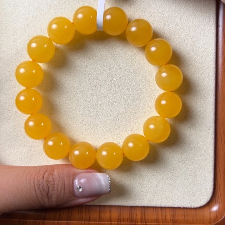 琥珀未镶嵌手链20.75g焦皮同料圆珠TT